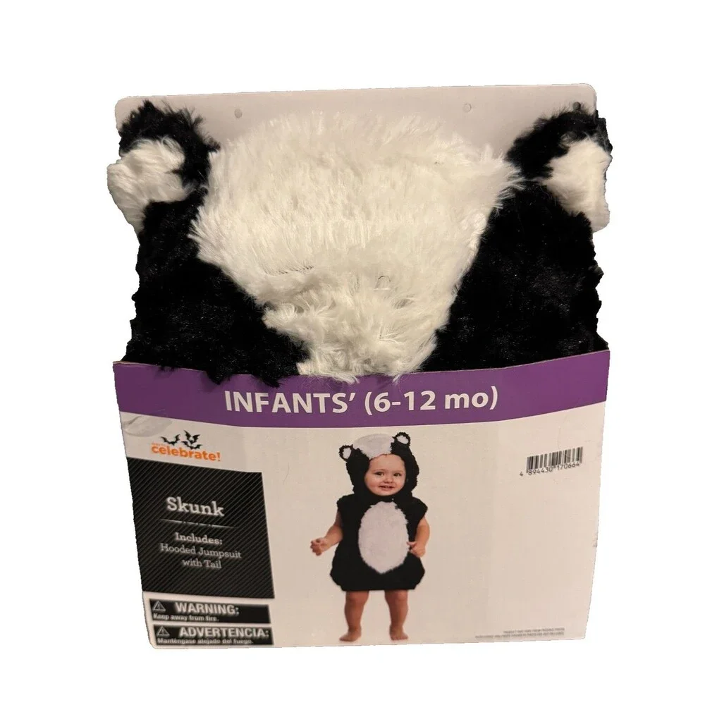 Adorable Soft Skunk Halloween Costume infants size 6-12 mo. by